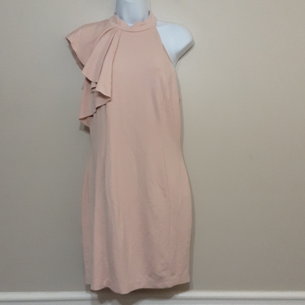 Lulu's shift mini dress women high neck ruffle XL Office Event Pink Resort Y2k